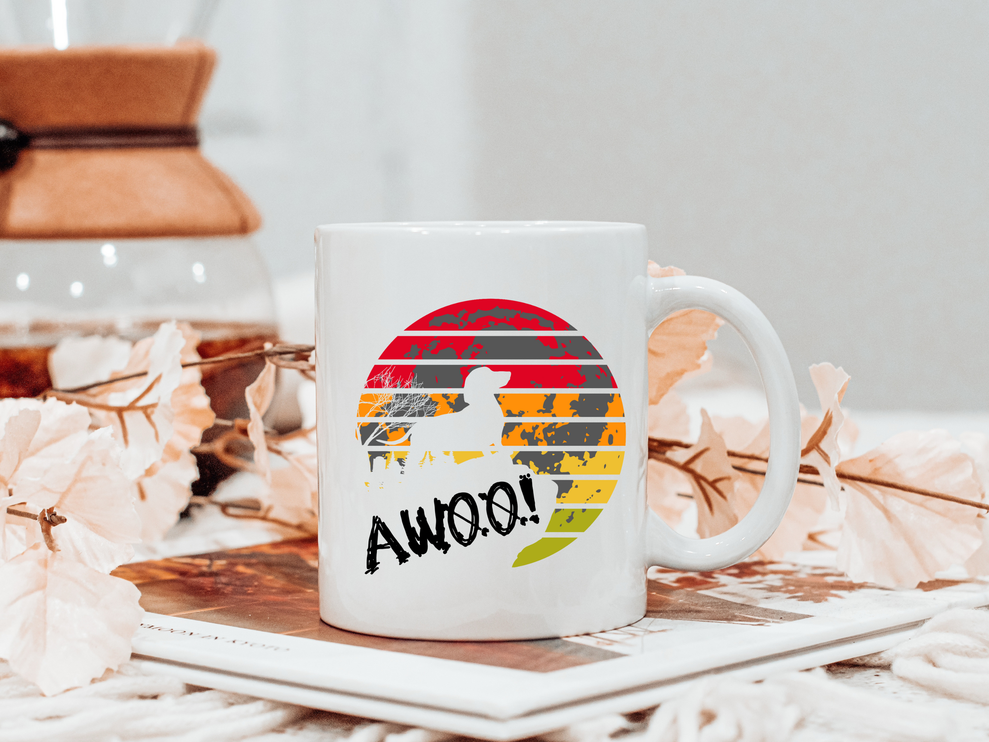 Dachshund AWOO Mug, Dachshund Moon Coffee Mug, Wiener Lover Drinking Gift, Dog Doxie Funny Mug, Dachshund Parent Mug, Dachshund Custom Mug