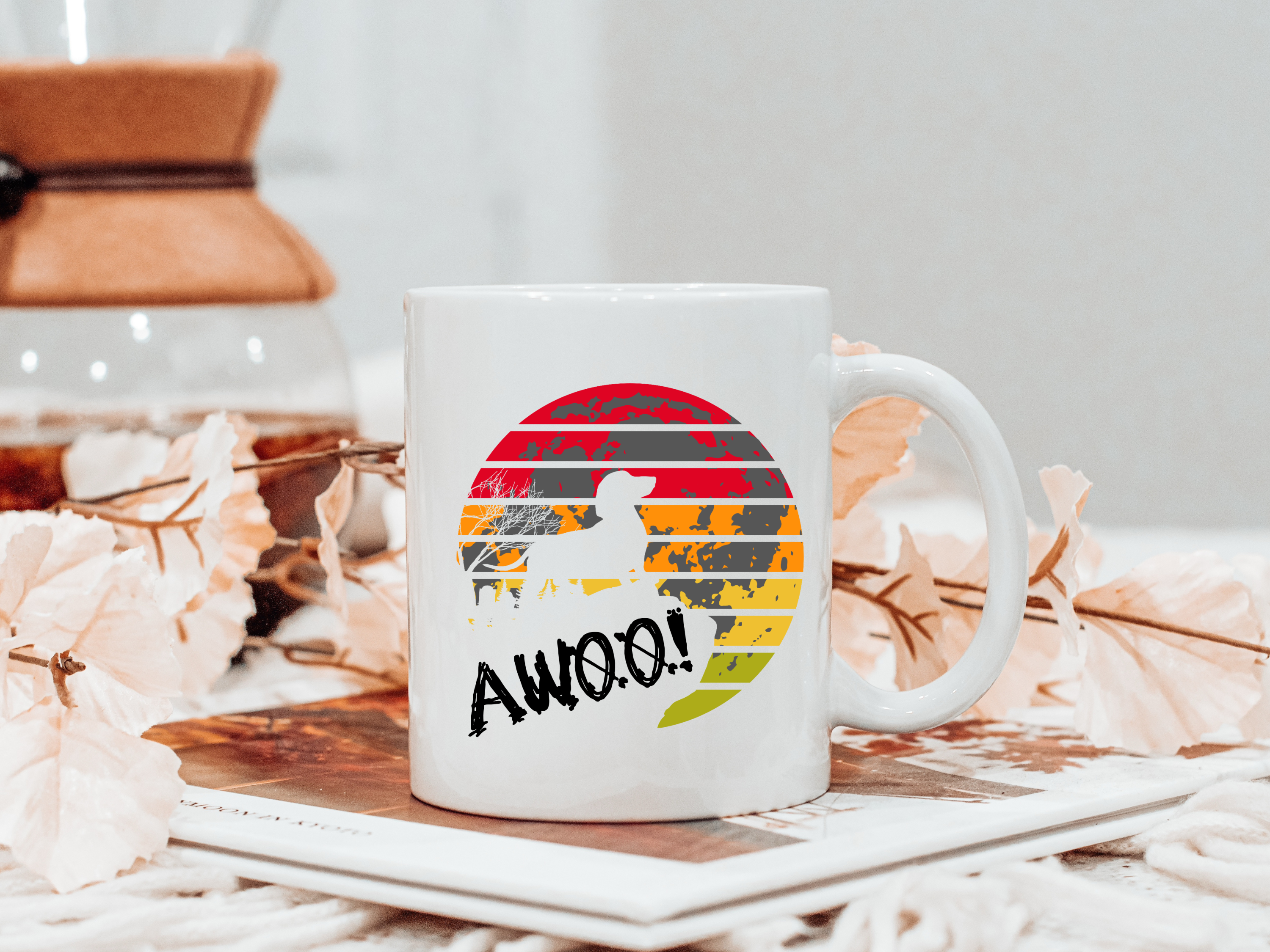 Dachshund AWOO Mug, Dachshund Moon Coffee Mug, Wiener Lover Drinking Gift, Dog Doxie Funny Mug, Dachshund Parent Mug, Dachshund Custom Mug