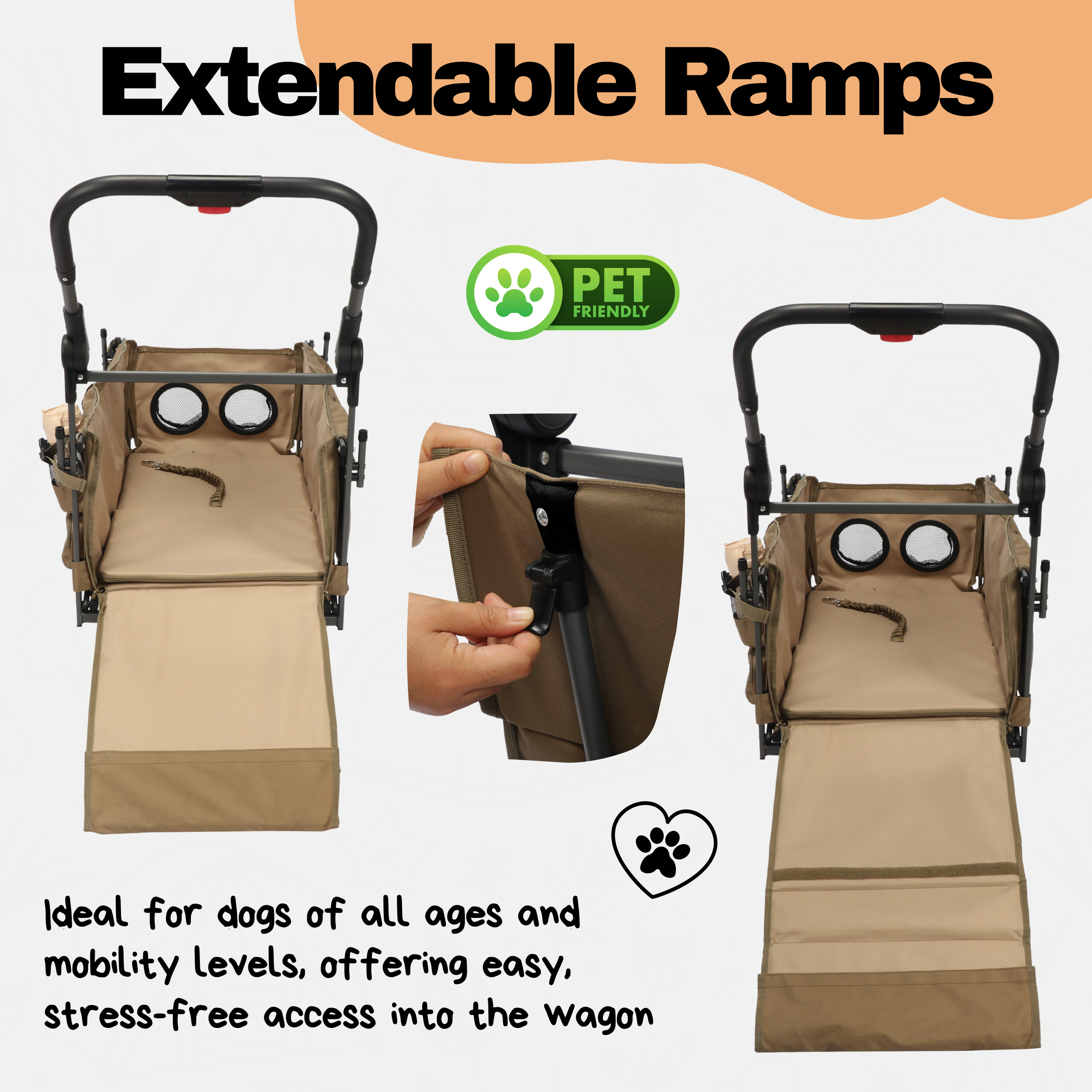 LONGDOG IMPRESSIONS Pet Ramp Wagon with extendable features