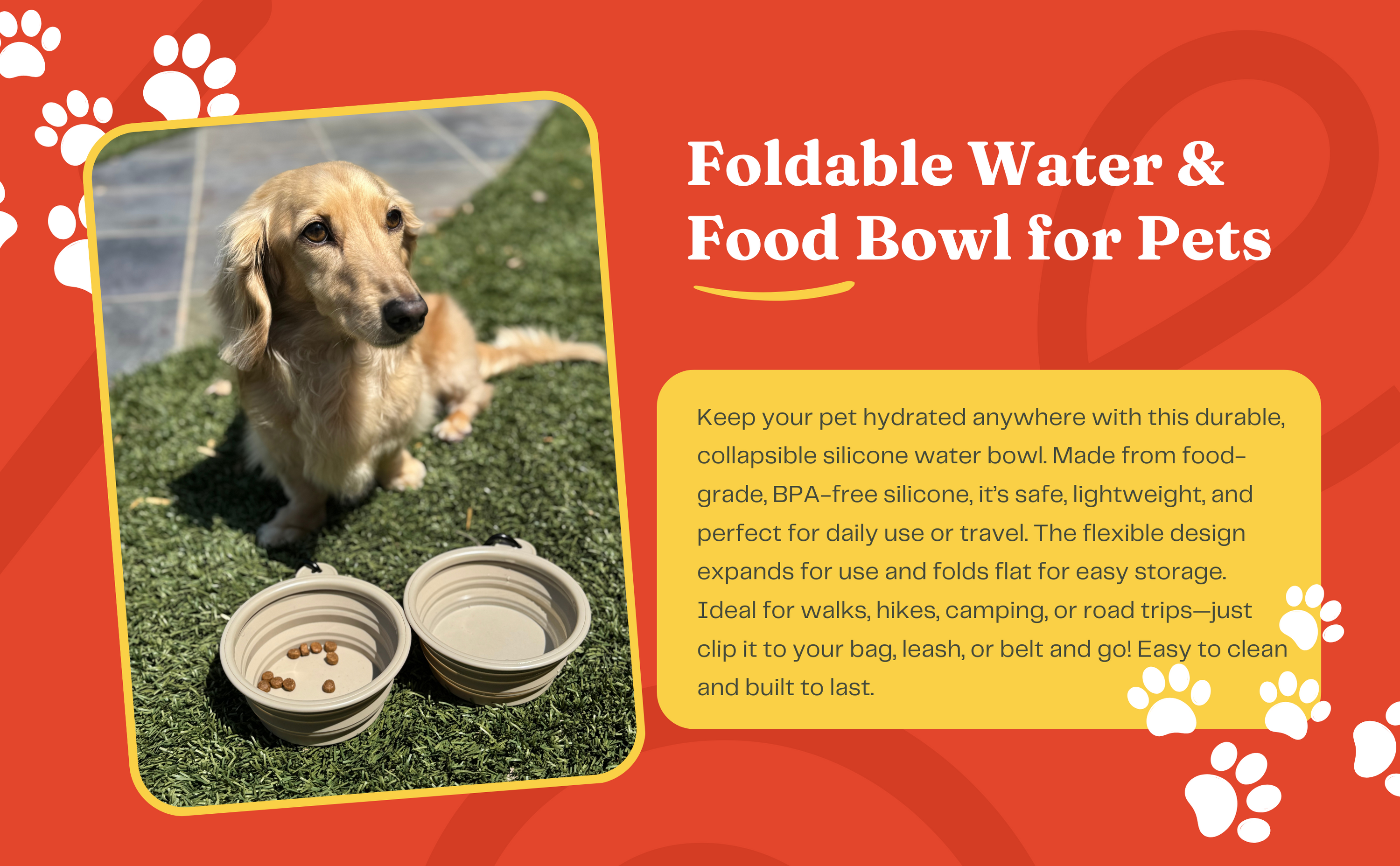 LONGDOG IMPRESSIONS Foldable Pet Water & Food Bowls