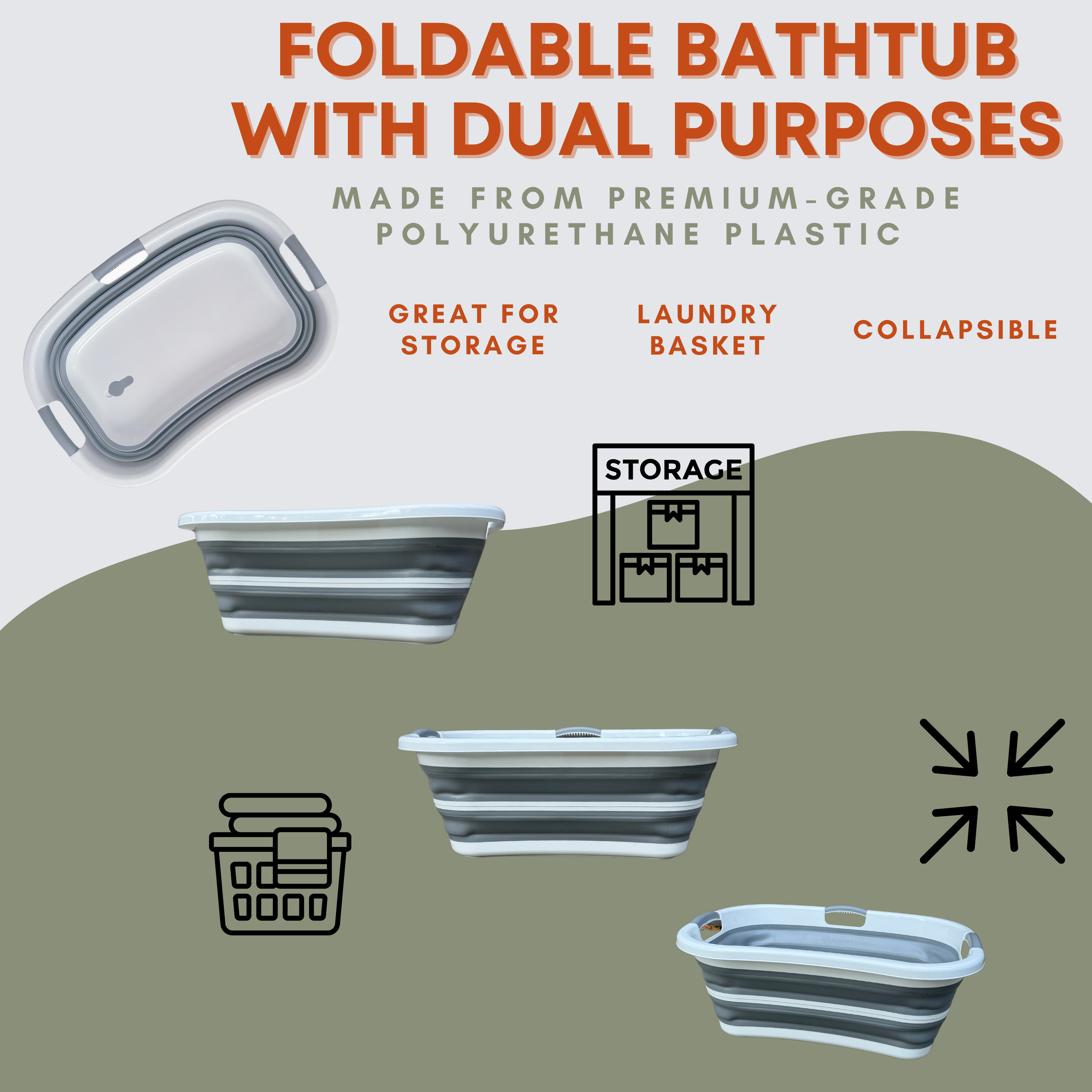 Foldable Pet Bathtub with multiple purposes