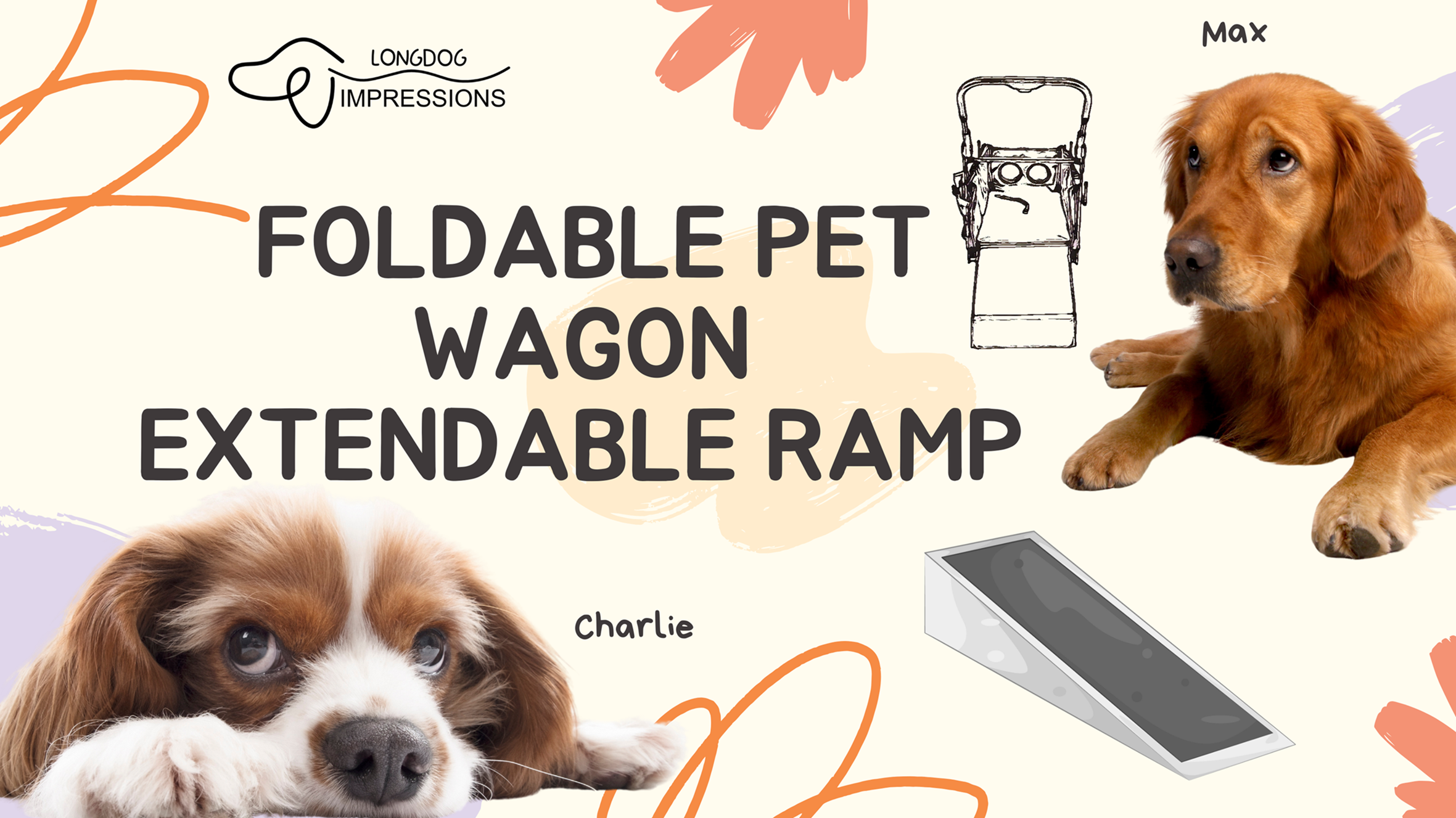 LONGDOG IMPRESSIONS Foldable Pet Wagon - How to extend ramp guide video