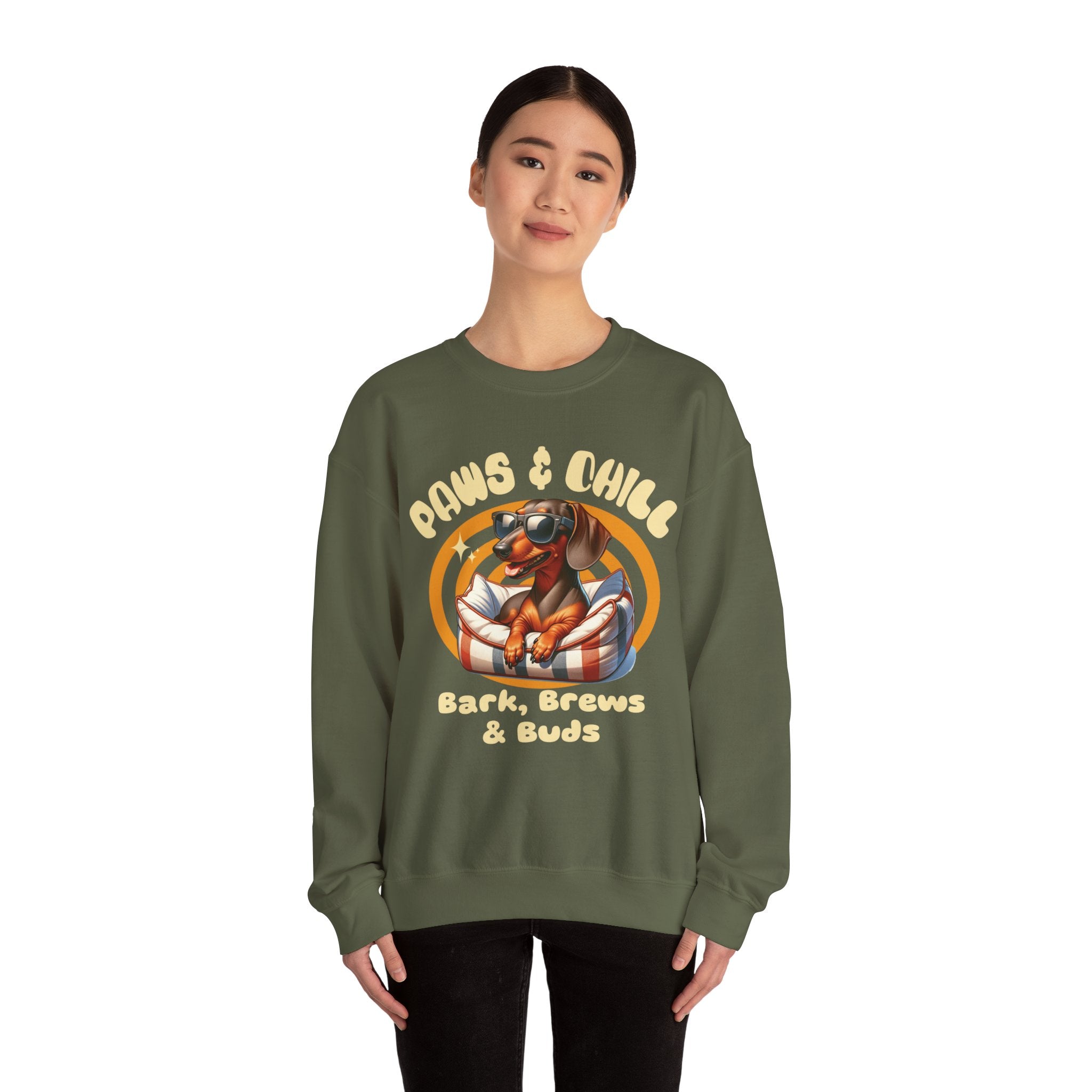 Dachshund Paw & Chill Sweatshirt, Dachshund Sweatshirt, Wiener Mom sweater, Sausage Wiener Dog Gift, Wiener Dog Lover Gift, Doxie Pull Over