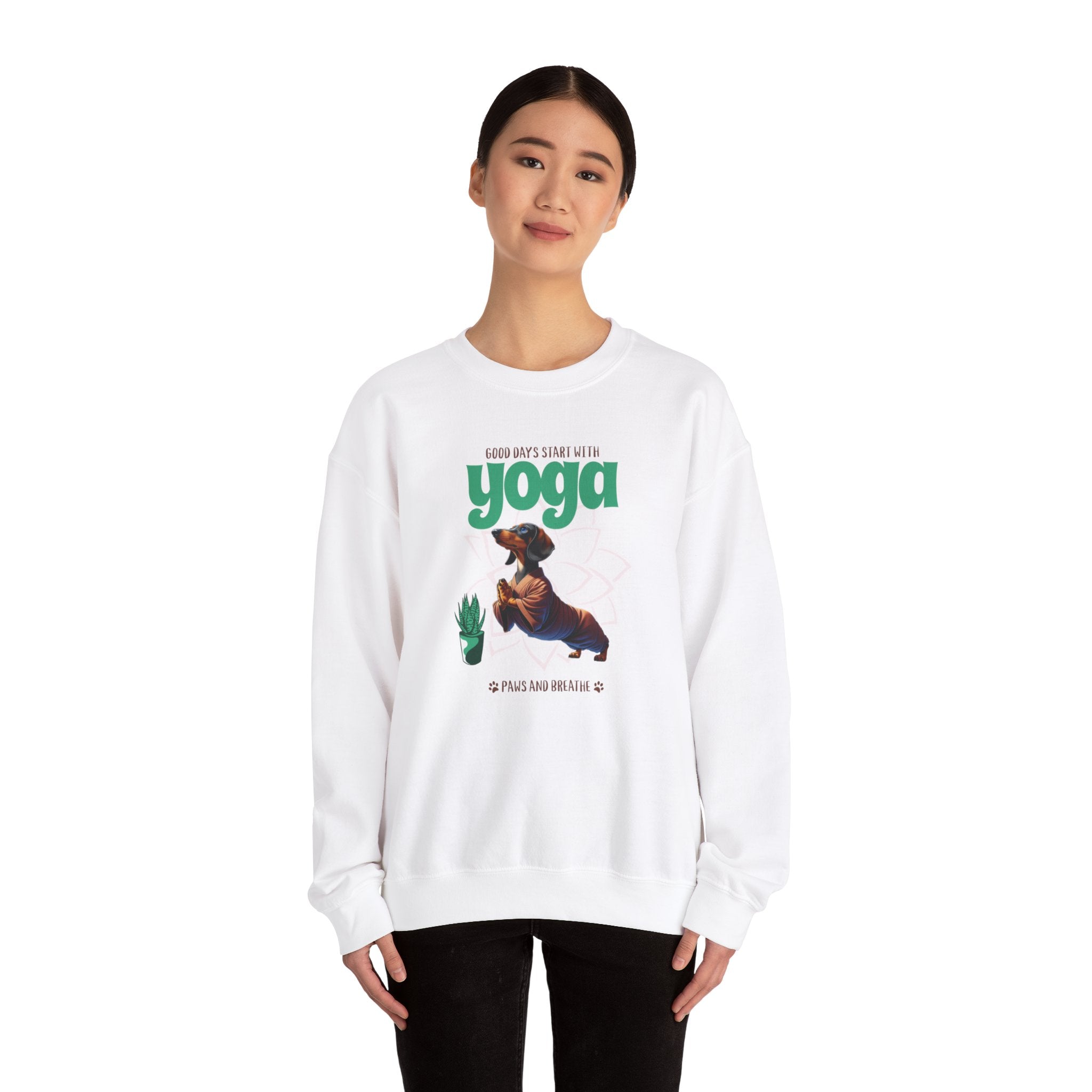 Dachshund Yoga Sweatshirt, Crewneck Dachshund, Dachshund Fun Apparel, Dachshund Cute Clothes, Dachshund Pullover, Dachshund Sweater