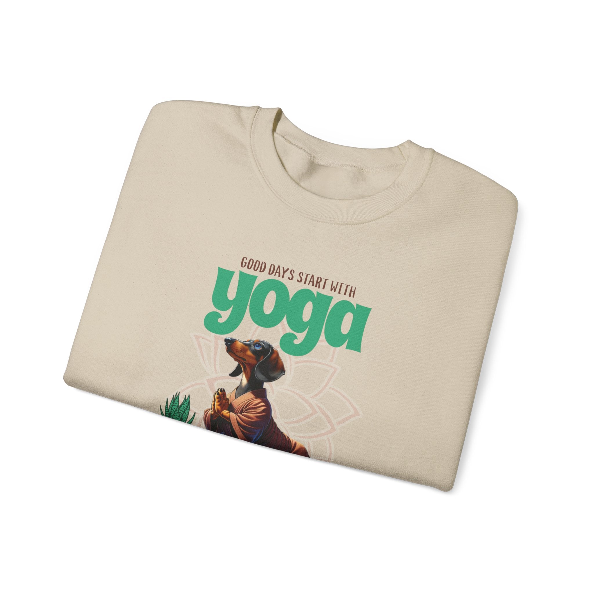 Dachshund Yoga Sweatshirt, Crewneck Dachshund, Dachshund Fun Apparel, Dachshund Cute Clothes, Dachshund Pullover, Dachshund Sweater