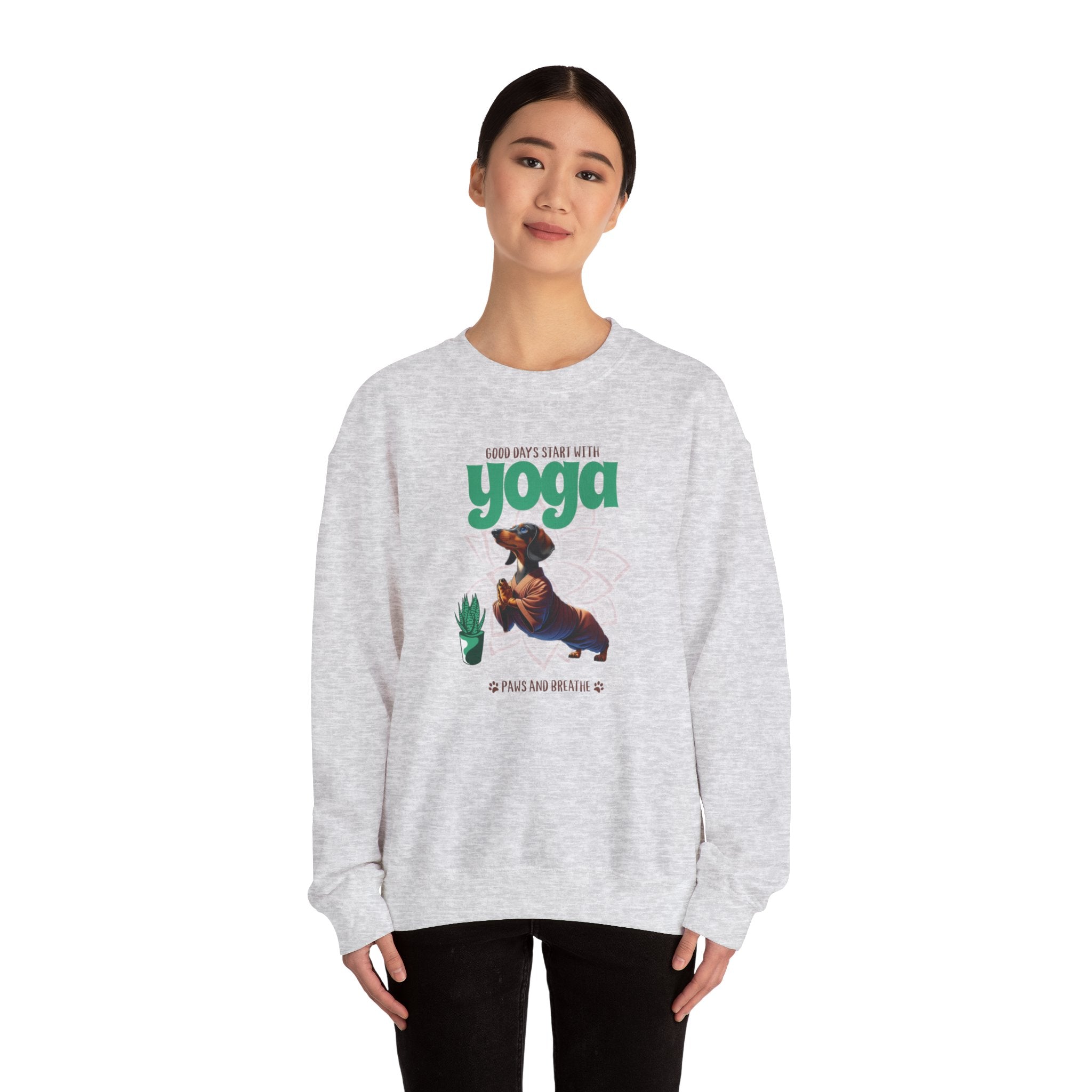 Dachshund Yoga Sweatshirt, Crewneck Dachshund, Dachshund Fun Apparel, Dachshund Cute Clothes, Dachshund Pullover, Dachshund Sweater