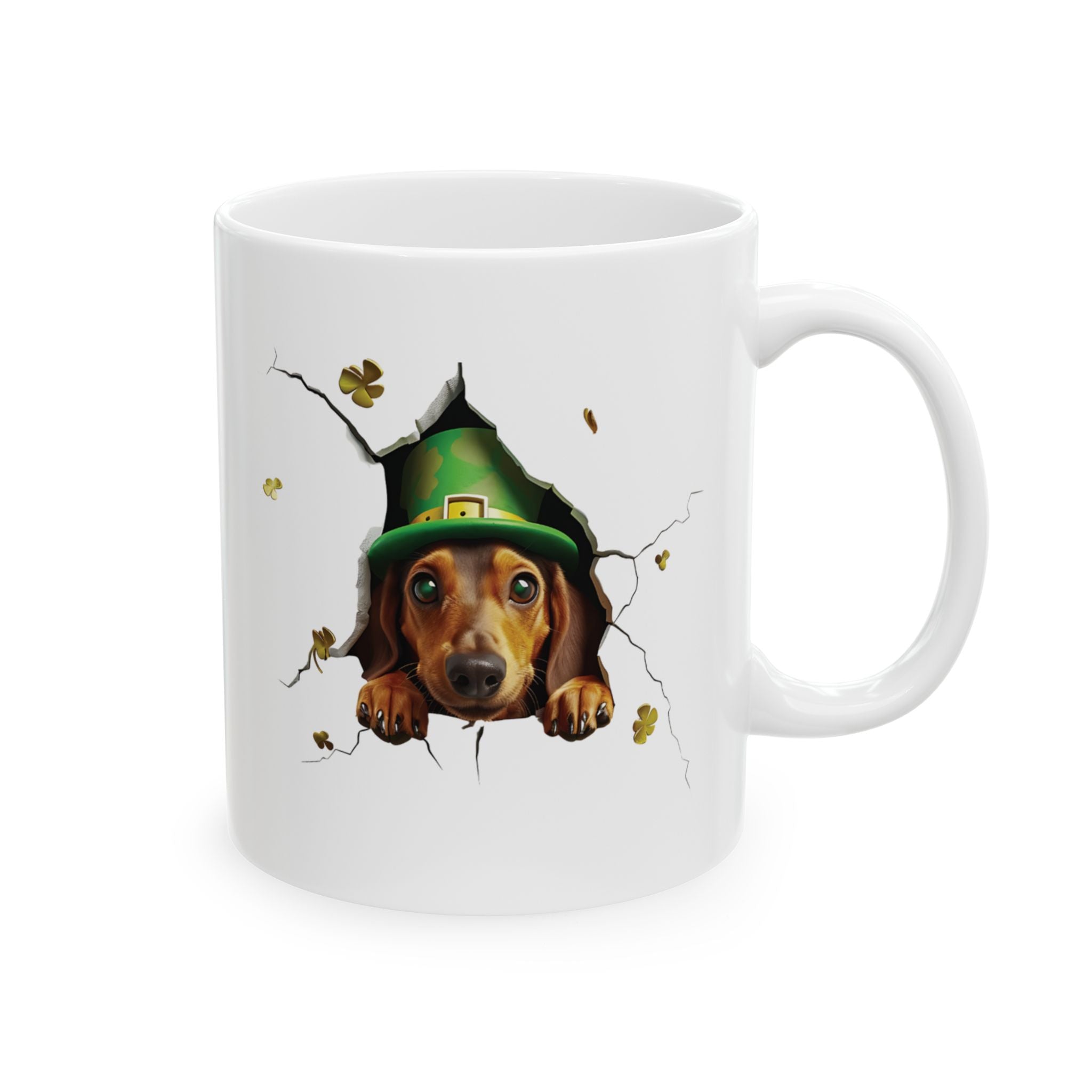 Dachshund St Patrick's Day Mug, Dachshund Shamrock Coffee Mug, Dachshund Lucky Parent Gift, Dachshund Lover Mug, Dachshund Owner Mug
