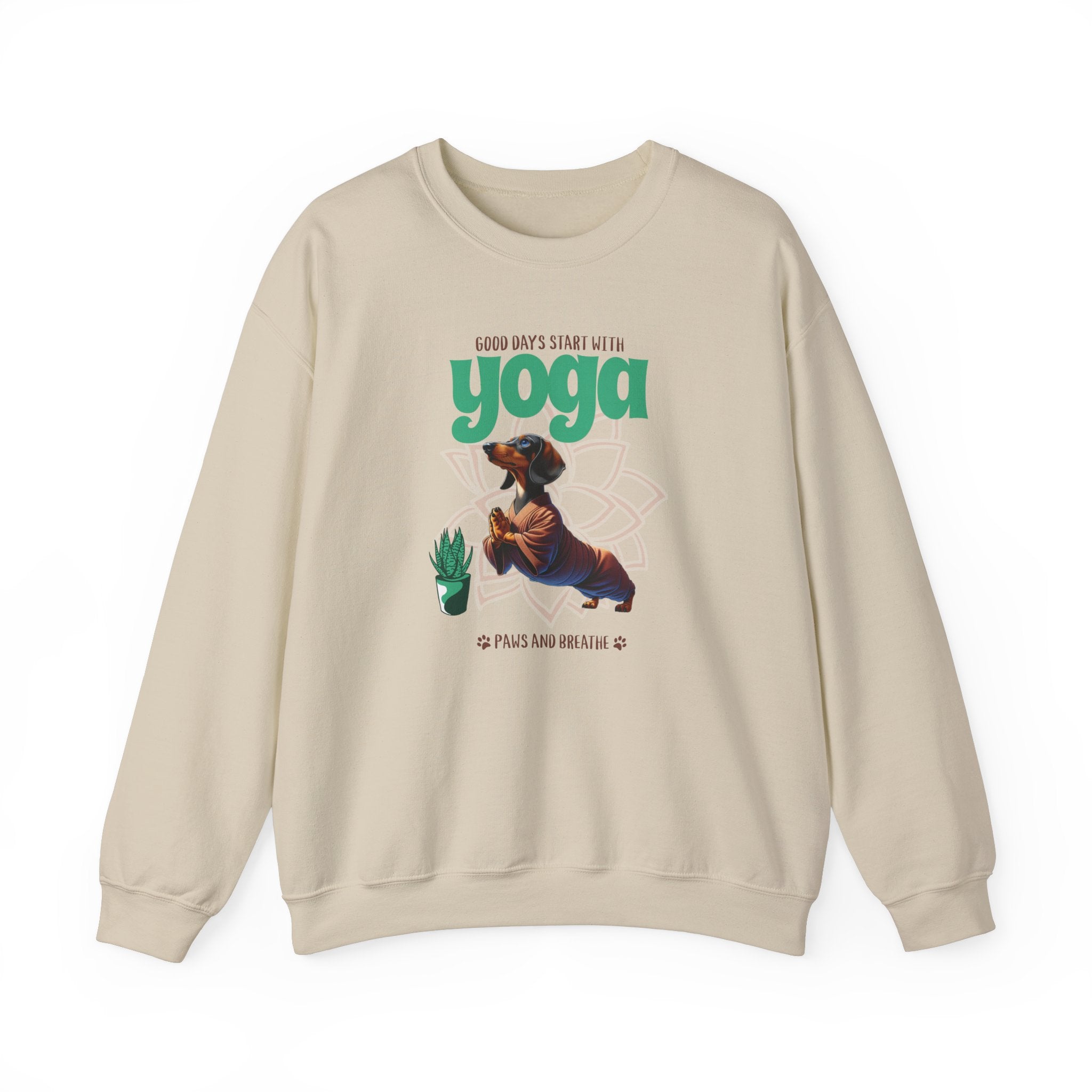 Dachshund Yoga Sweatshirt, Crewneck Dachshund, Dachshund Fun Apparel, Dachshund Cute Clothes, Dachshund Pullover, Dachshund Sweater