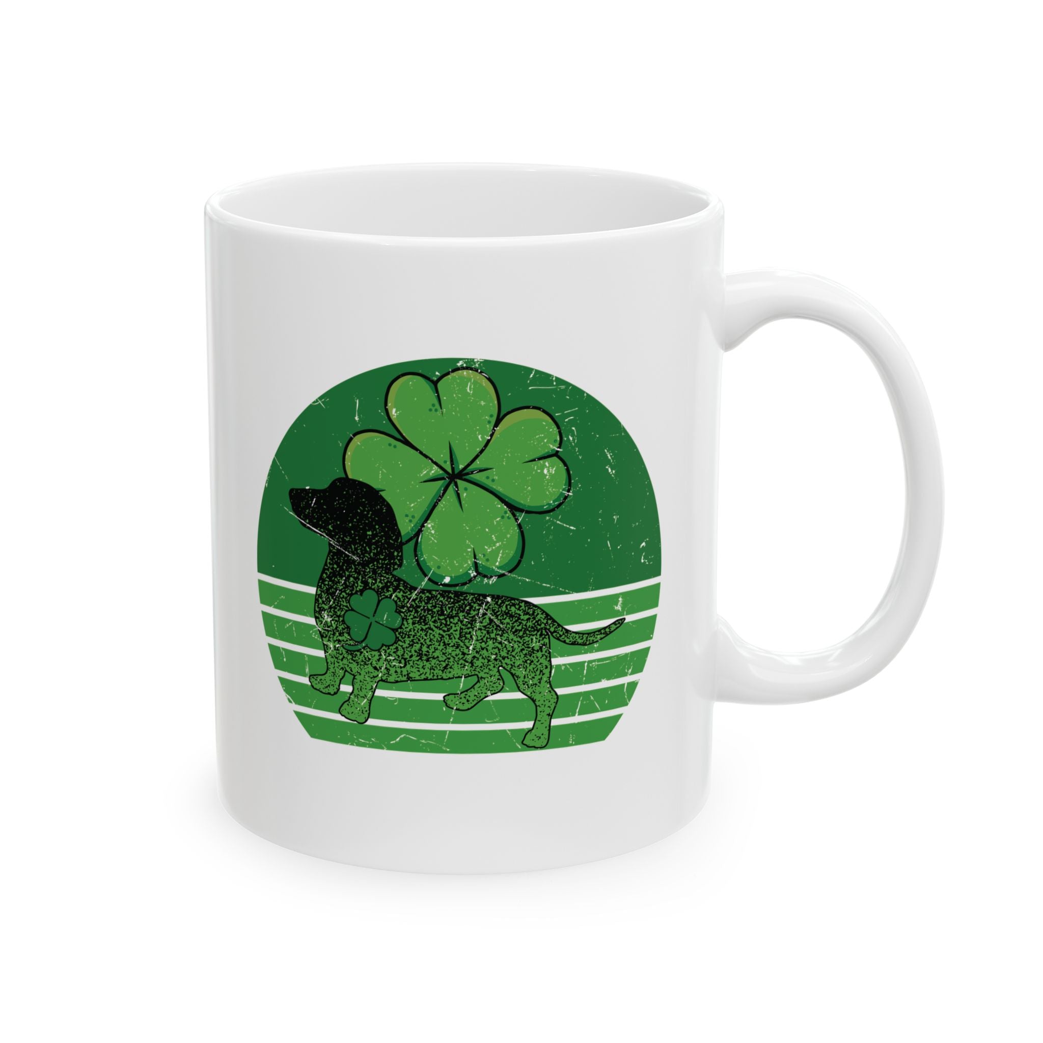 Dachshund Shamrock Day Mug, Dachshund St. Patrick's Coffee Mug, 11 oz Coffee Mug, Dachshund Lucky Parent Gift, Dachshund Art Mug, Coffee Art