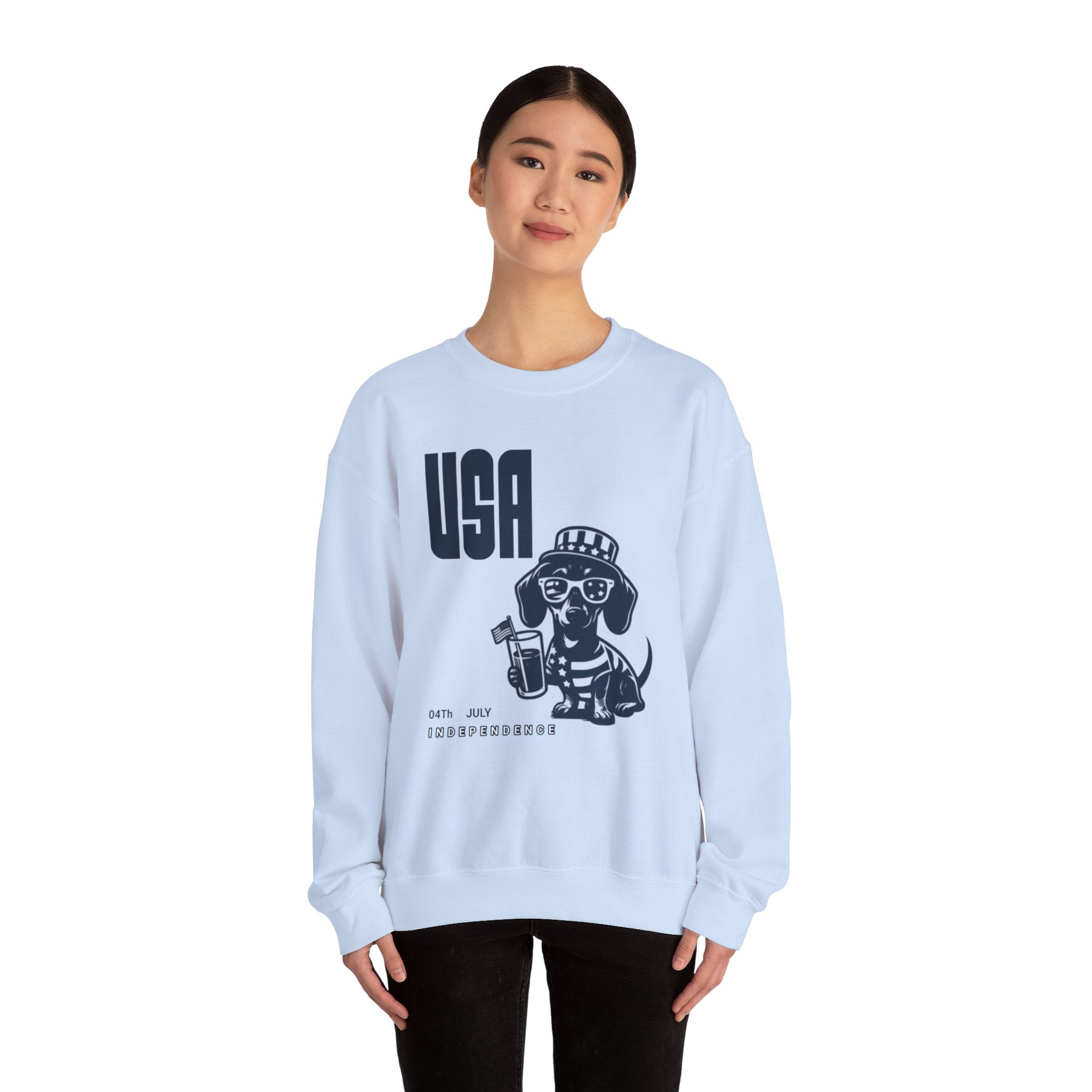 Dachshund Independence Sweatshirt, Doxie Owner Cloth, Pet Custom Shirt, Dachshund Pullover, Dog Parent Gift, Dachshund 4th of July Shirt