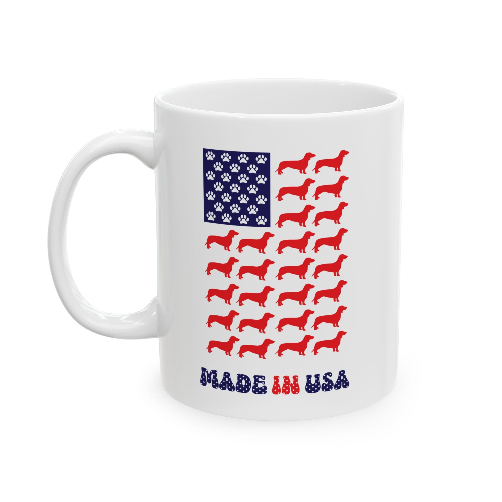 Dachshund Patriot Mug, Dachshund Flag Coffee Mug, Wiener Lover Drinking Gift, Dog Patriot Mug, Dachshund Parent Mug, Dachshund Owner Mug