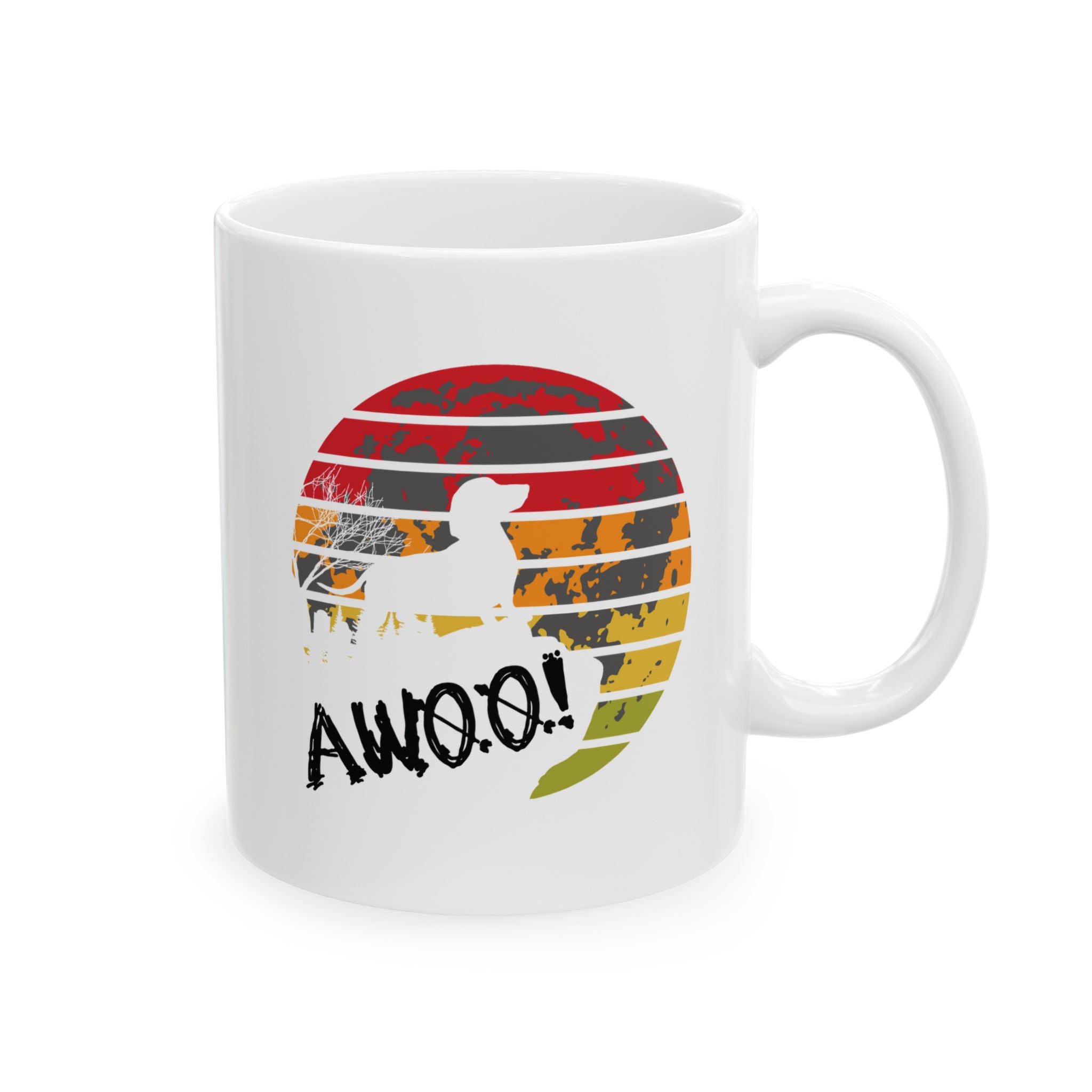 Dachshund AWOO Mug, Dachshund Moon Coffee Mug, Wiener Lover Drinking Gift, Dog Doxie Funny Mug, Dachshund Parent Mug, Dachshund Custom Mug