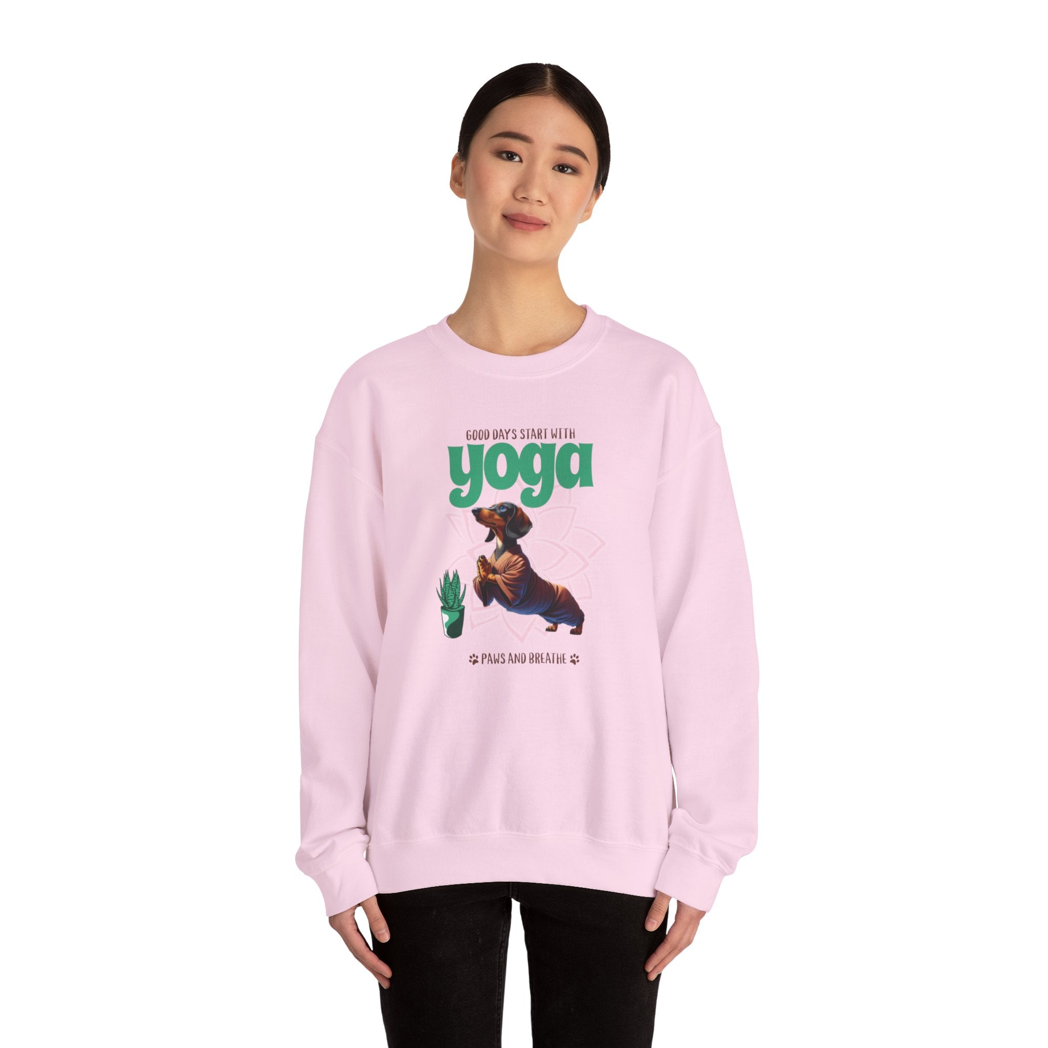 Dachshund Yoga Sweatshirt, Crewneck Dachshund, Dachshund Fun Apparel, Dachshund Cute Clothes, Dachshund Pullover, Dachshund Sweater