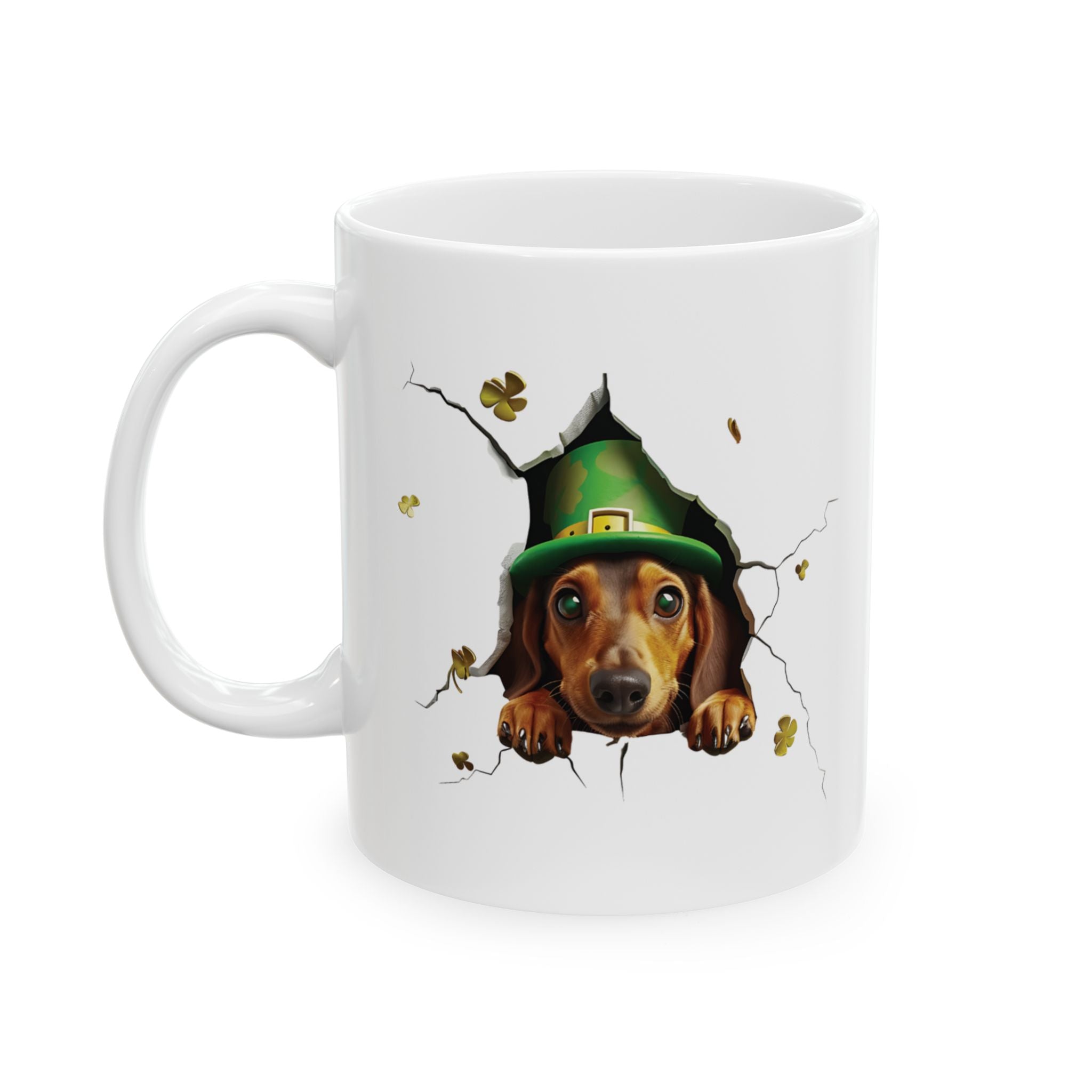 Dachshund St Patrick's Day Mug, Dachshund Shamrock Coffee Mug, Dachshund Lucky Parent Gift, Dachshund Lover Mug, Dachshund Owner Mug