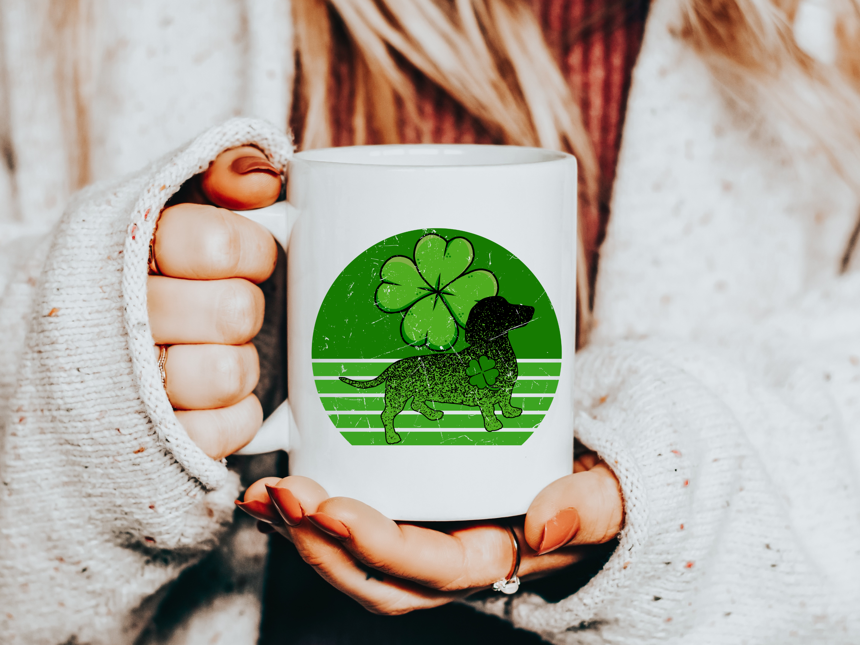 Dachshund Shamrock Day Mug, Dachshund St. Patrick's Coffee Mug, 11 oz Coffee Mug, Dachshund Lucky Parent Gift, Dachshund Art Mug, Coffee Art