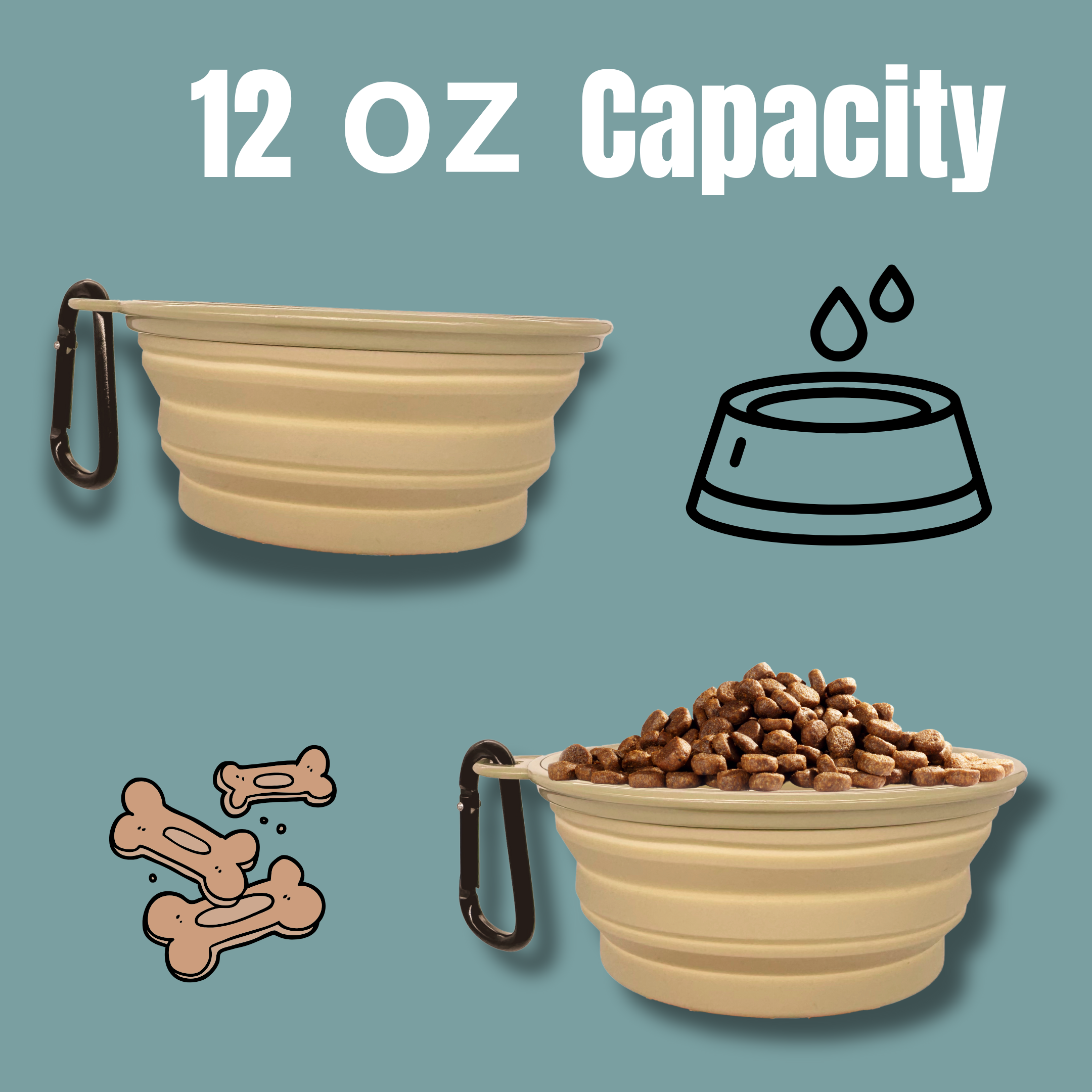 LONGDOG IMPRESSIONS Collapsible Pet Bowl Capacity
