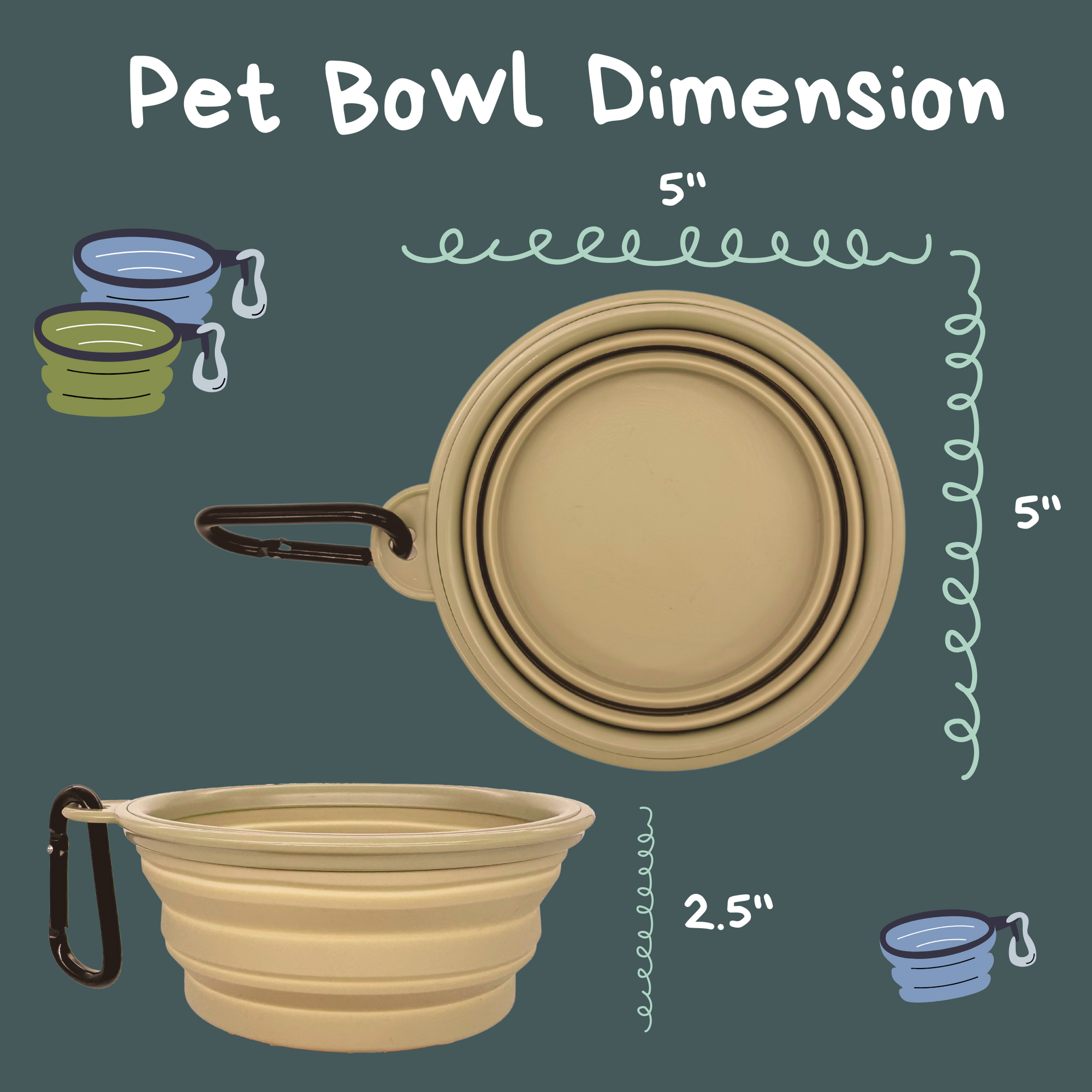 LONGDOG IMPRESSIONS Collapsible Pet Bowl Dimensions