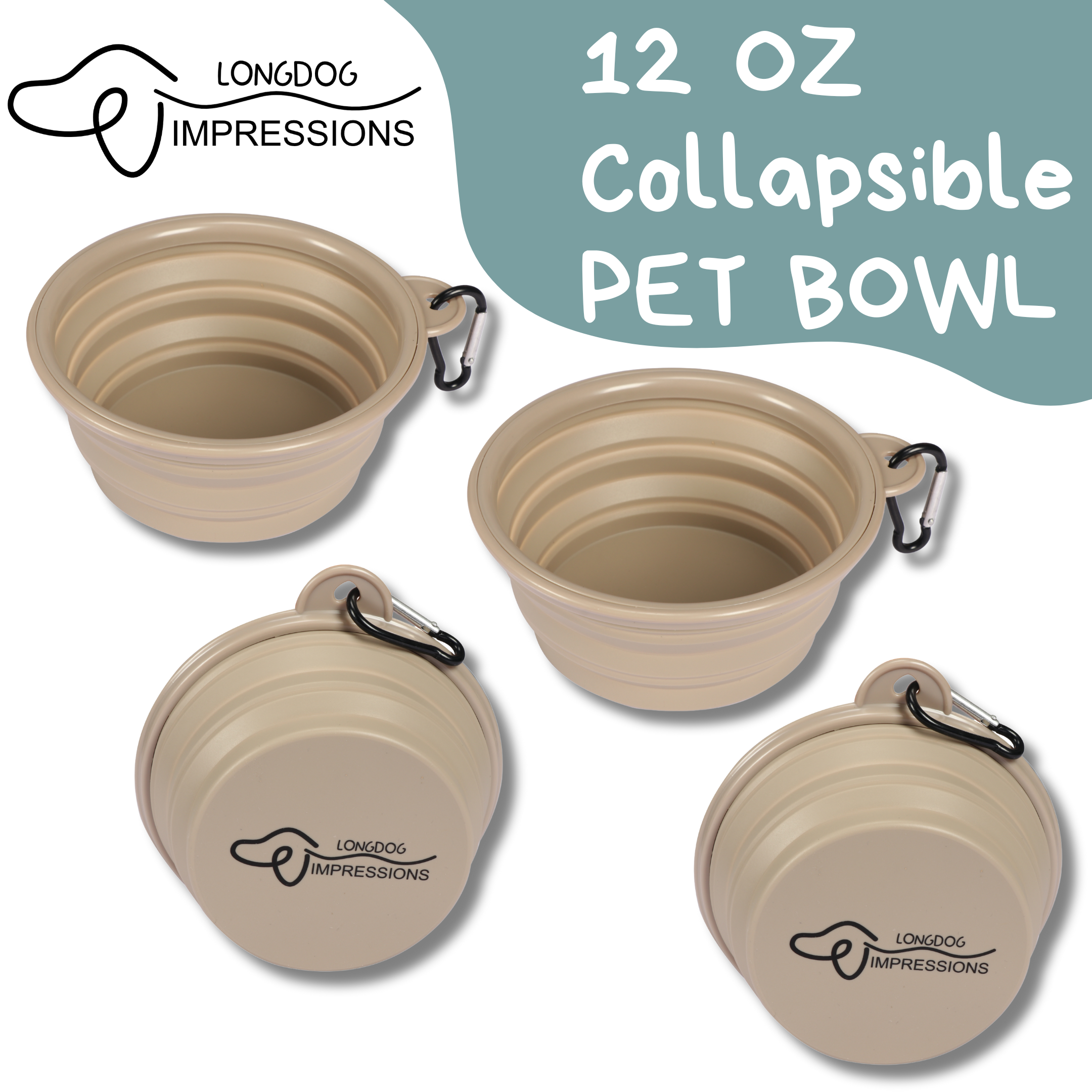 LONGDOG IMPRESSIONS Collapsible Pet Bowl 2 pc set
