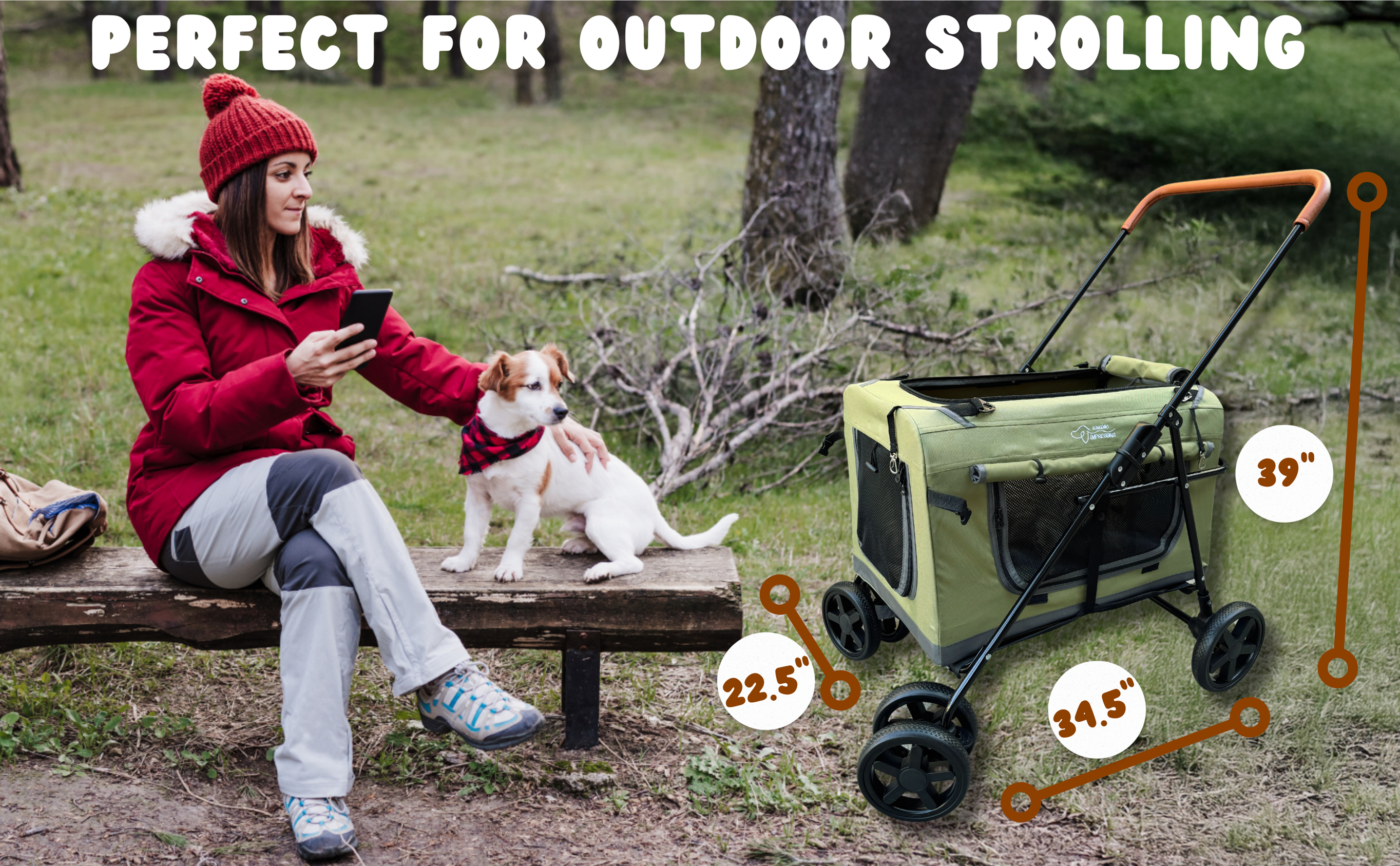 LONGDOG IMPRESSIONS Foldable Pet Travel Stroller for outdoor strolling