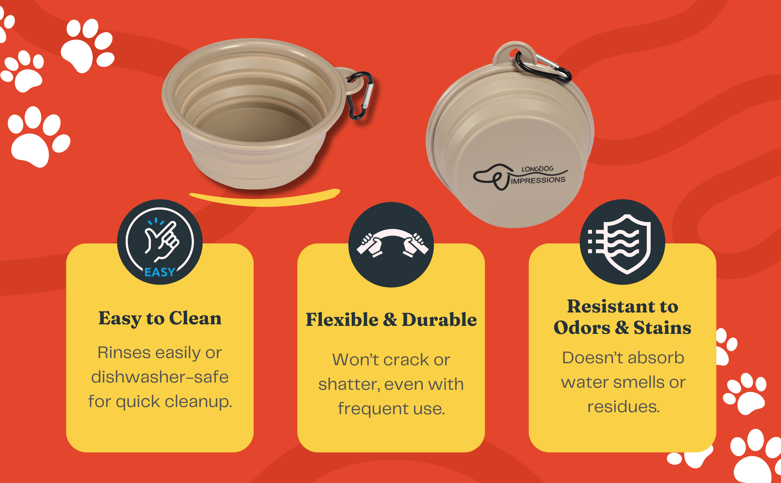 LONGDOG IMPRESSIONS Travel Pet Water Bowl Advantages