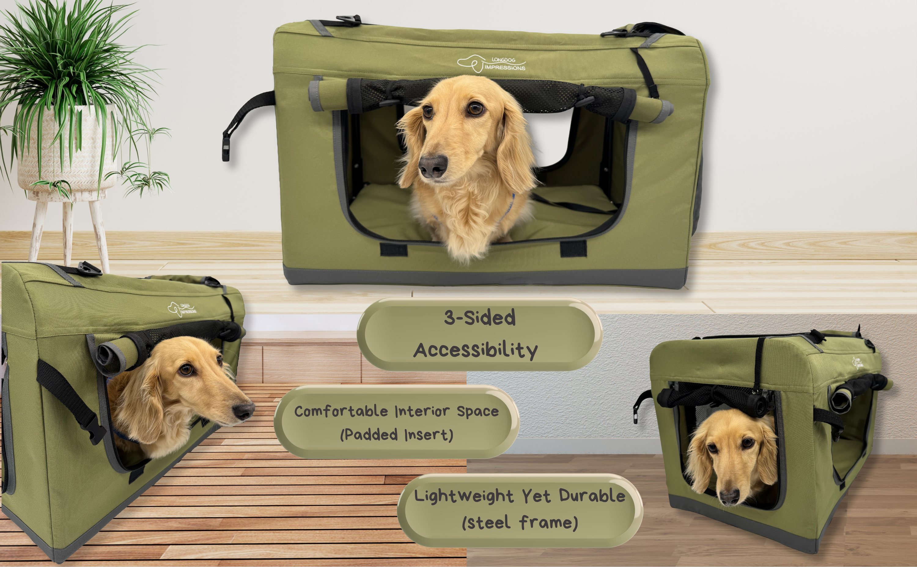 LONGDOG IMPRESSIONS Soft Travel Crate Highlighted Features