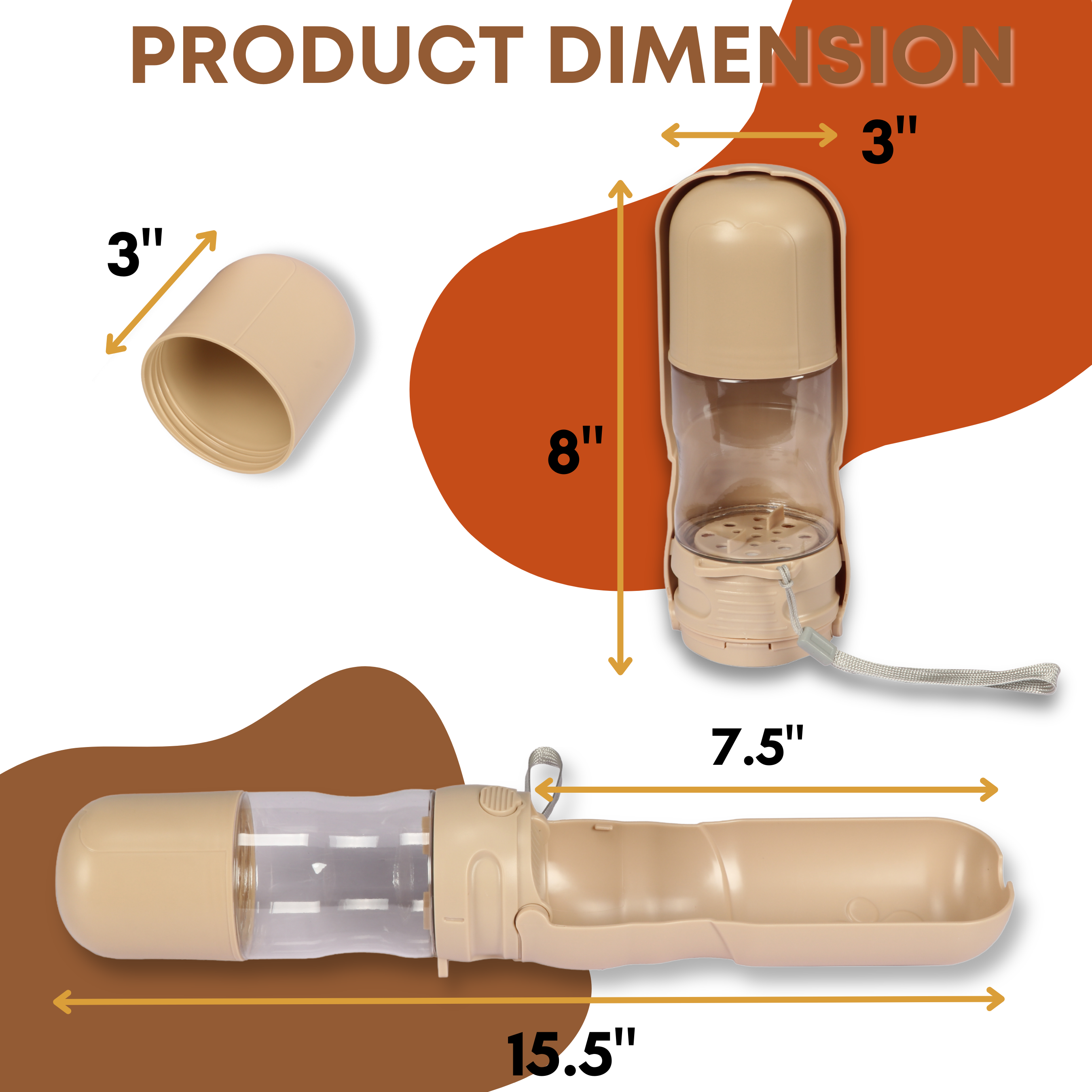 LONGDOG IMPRESSIONS Leakproof Dog travel water bottle product dimensions