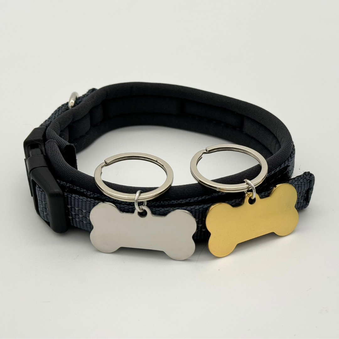 Stainless steel and gold plated blank dog bone ID tag