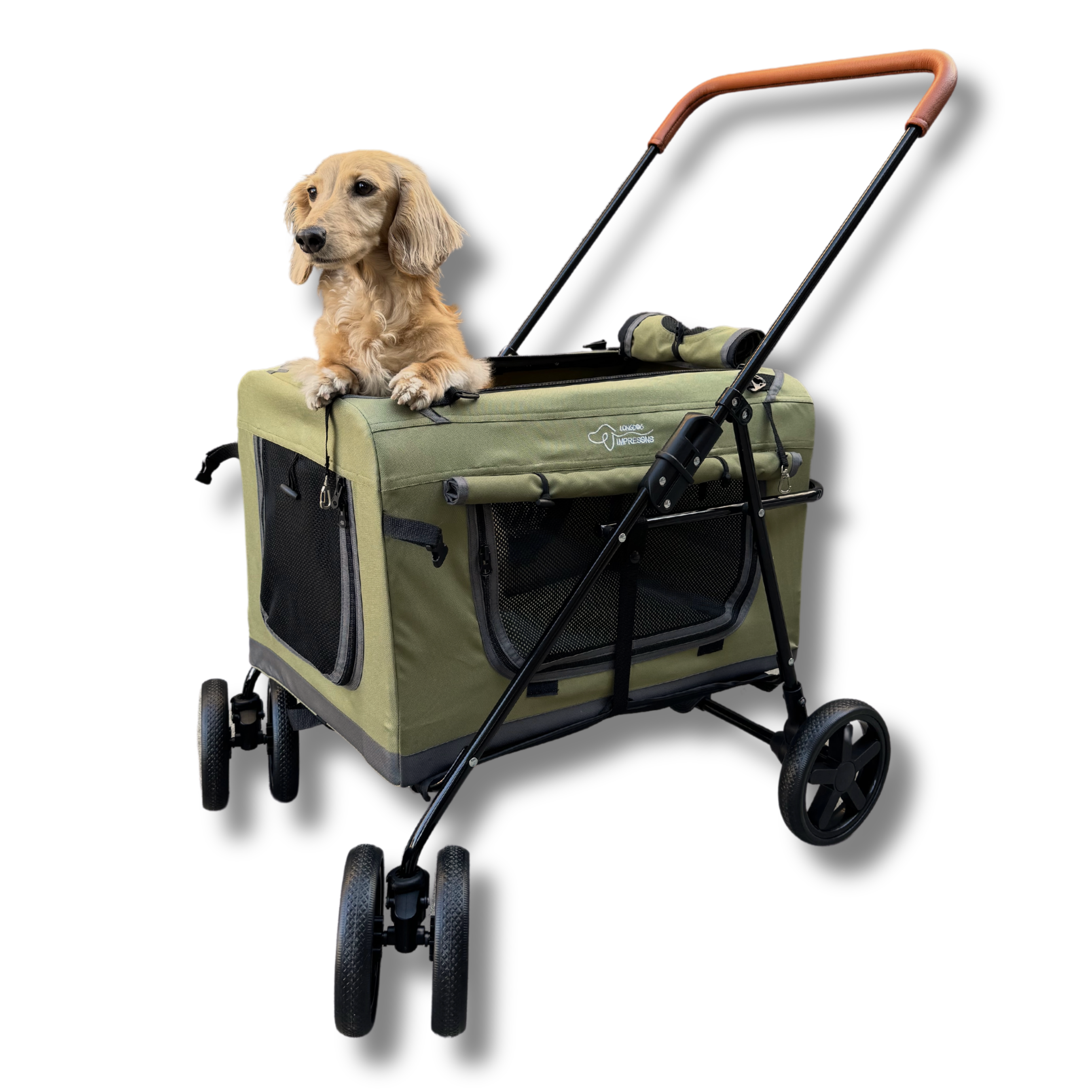 dog double stroller LONGDOG IMPRESSIONS Pet Stroller Foldable Travel Crate For Small And Medium Dog And Cat, Portable Pet Travel Carrier, Pet Jogger With Detach Carrier